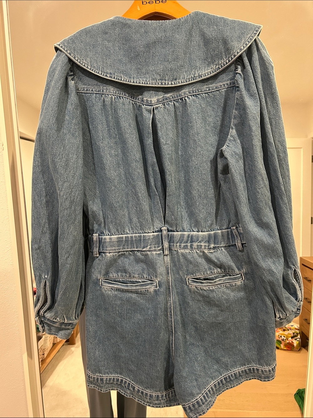 Sea Denim Romper Button-Front with Peter Pan Collar - Picture 6 of 6